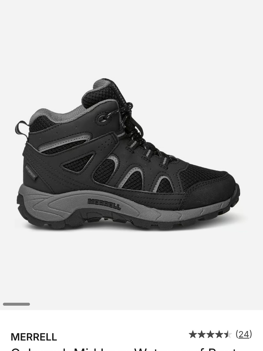 Merrell Black and Gray Men's Mid-Height Hiking Boots